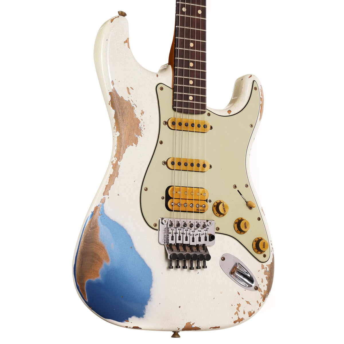 Fender Custom Shop White Lightning Stratocaster HSS Olympic White over Lake Placid Blue 2020 — 1