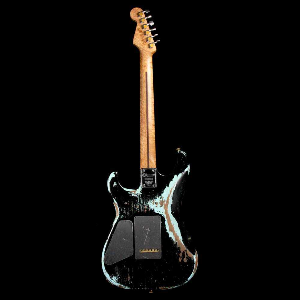 Charvel Custom Shop San Dimas HS Nitro Aged Roasted Alder Black over Sonic Blue — 3