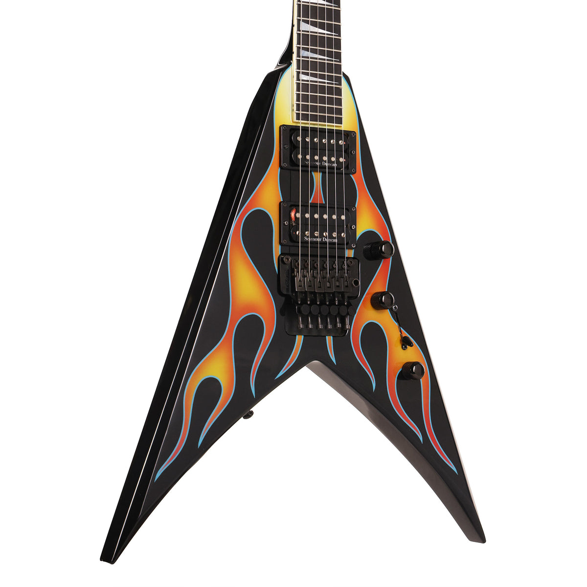 1999 Jackson King V Black with Hot Rod Flames — 1