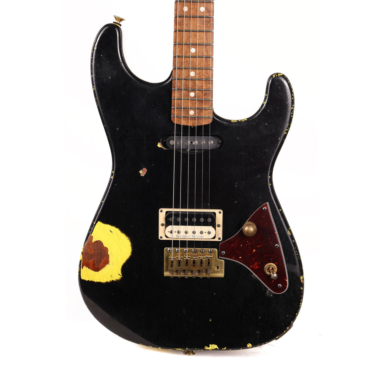Charvel Custom Shop San Dimas Nitro Aged Roasted Mahogany Black over Graffiti Yellow Masterbuilt Rob Knowles — 1