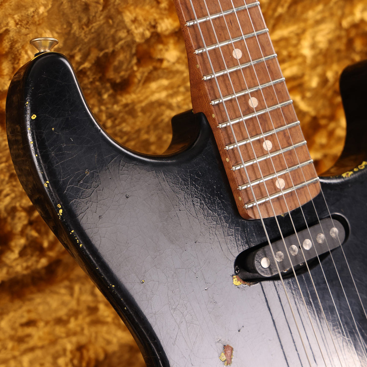 Charvel Custom Shop San Dimas Nitro Aged Roasted Mahogany Black over Graffiti Yellow Masterbuilt Rob Knowles — 6