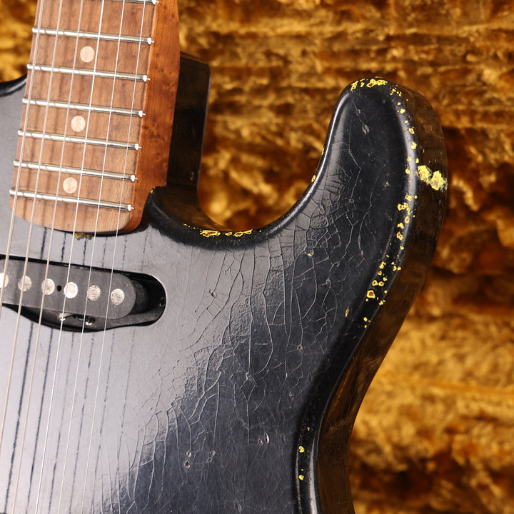 Charvel Custom Shop San Dimas Nitro Aged Roasted Mahogany Black over Graffiti Yellow Masterbuilt Rob Knowles