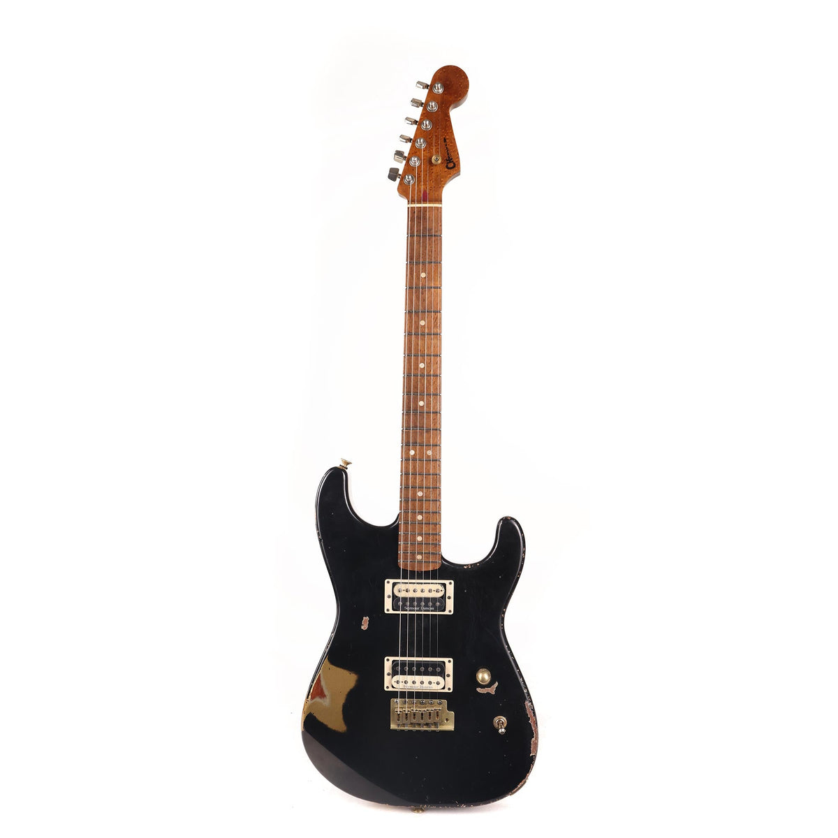 Charvel Custom Shop Masterbuilt San Dimas Nitro Aged Roasted Mahogany Black over Aztec Gold — 2
