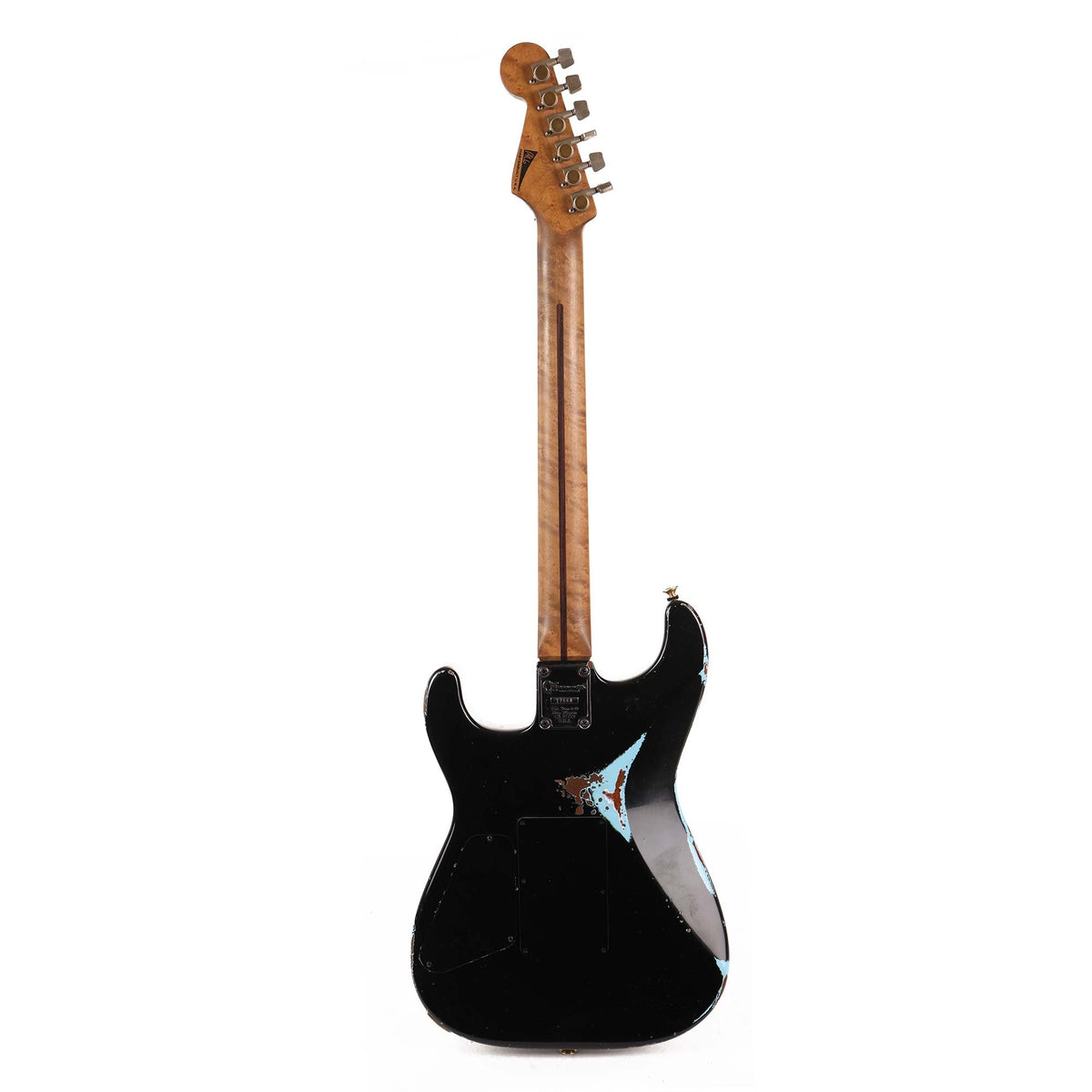 Charvel Custom Shop San Dimas Nitro Aged Roasted Mahogany Black over Daphne Blue Masterbuilt — 3