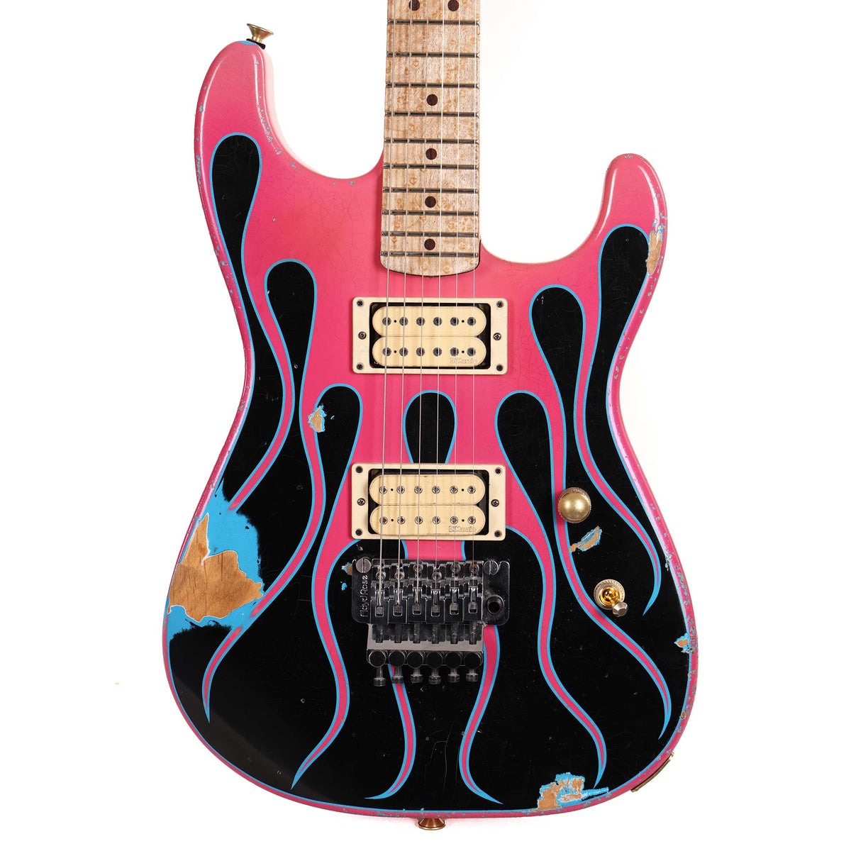 Charvel Custom Shop Graphic Nitro Relic San Dimas Masterbuilt Black and Magenta Flames — 1