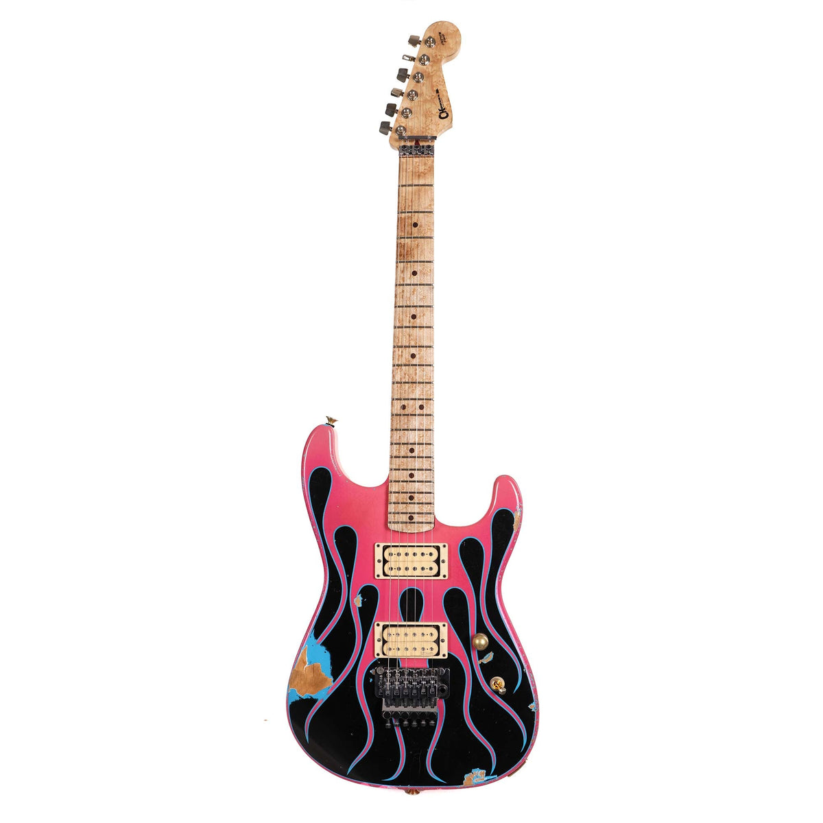 Charvel Custom Shop Graphic Nitro Relic San Dimas Masterbuilt Black and Magenta Flames — 2