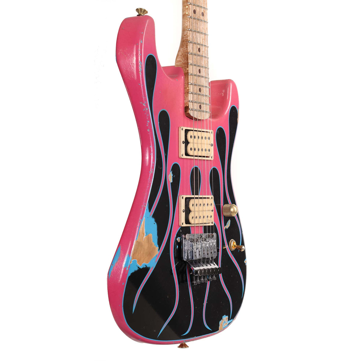 Charvel Custom Shop Graphic Nitro Relic San Dimas Masterbuilt Black and Magenta Flames — 5