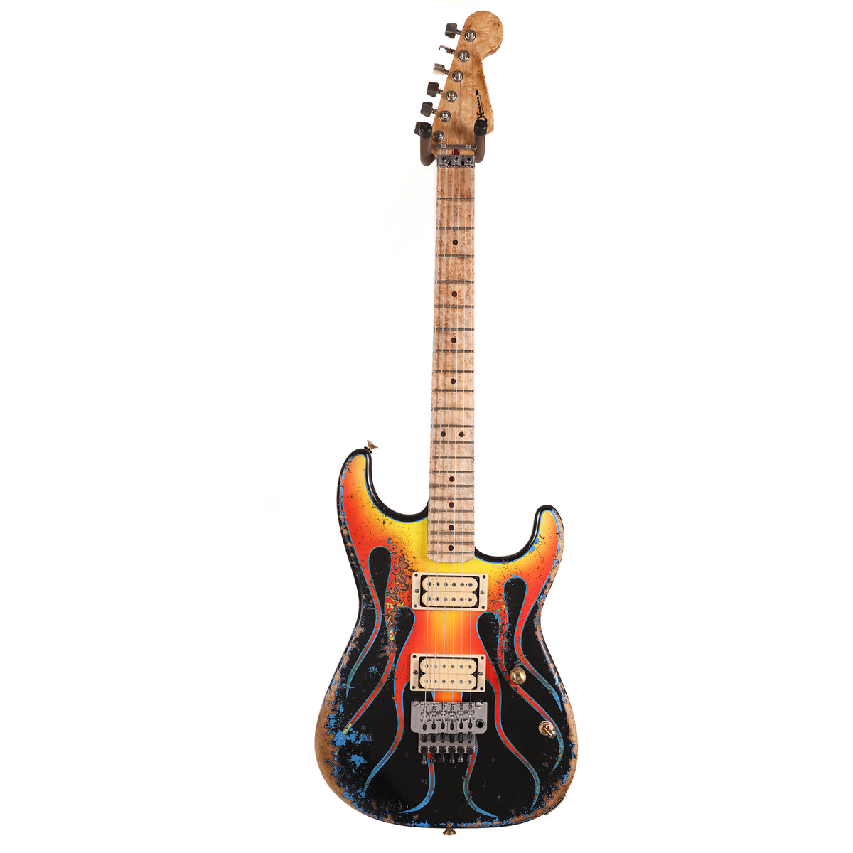 Charvel Custom Shop Graphic Nitro Relic San Dimas Masterbuilt Yellow and Red Flames — 3