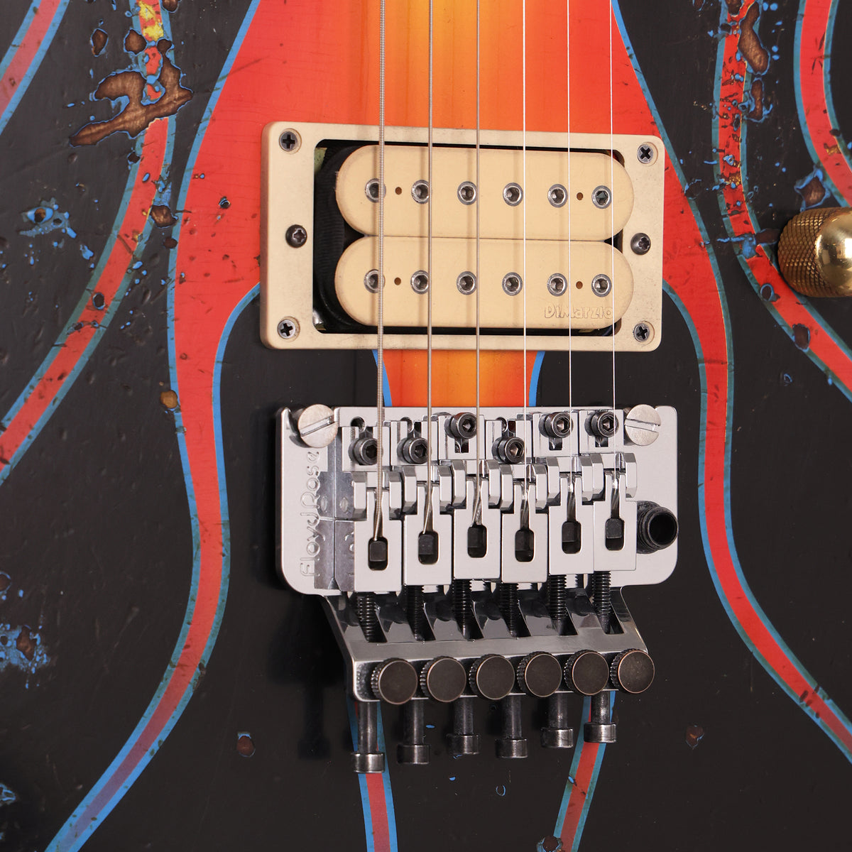 Charvel Custom Shop Graphic Nitro Relic San Dimas Masterbuilt Yellow and Red Flames — 8