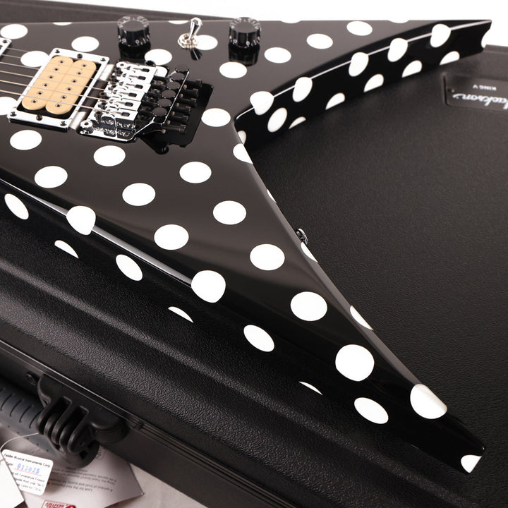 Jackson Custom Shop King V Black and White Polka Dots