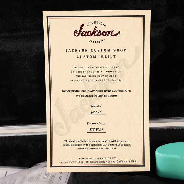 Jackson Custom Shop SL2V Nitro Aged Seafoam Green Music Zoo Exclusive