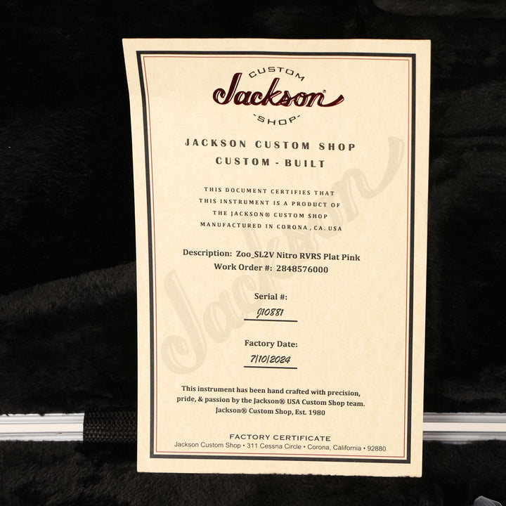 Jackson Custom Shop SL2V Nitro Aged Platinum Pink Music Zoo Exclusive