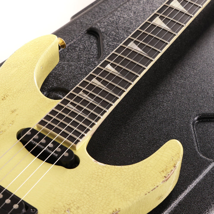 Jackson Custom Shop Music Zoo Exclusive Nitro Aged SL2H-V Soloist Canary Yellow Reverse Headstock
