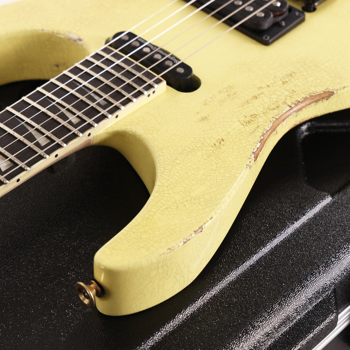 Jackson Custom Shop Music Zoo Exclusive Nitro Aged SL2H-V Soloist Canary Yellow Reverse Headstock