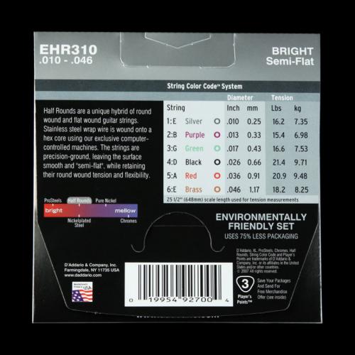 D'Addario Half Rounds Electric Strings (Regular Light 10-46)