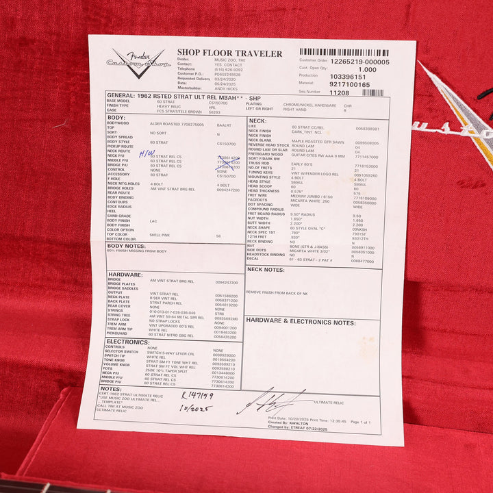 Fender Custom Shop 1962 Stratocaster Ultimate Relic Shell Pink Masterb ...