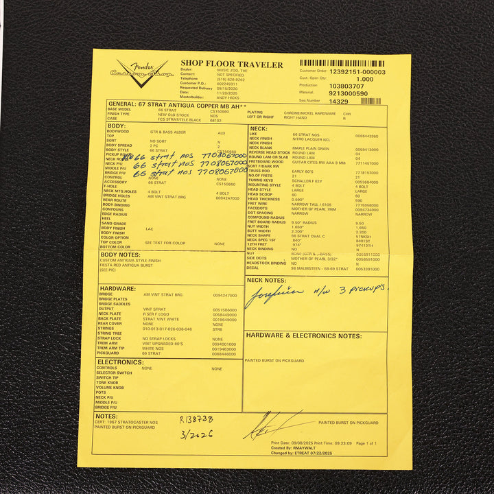 Fender Custom Shop 1967 Stratocaster Antigua Fiesta Red Masterbuilt Andy Hicks
