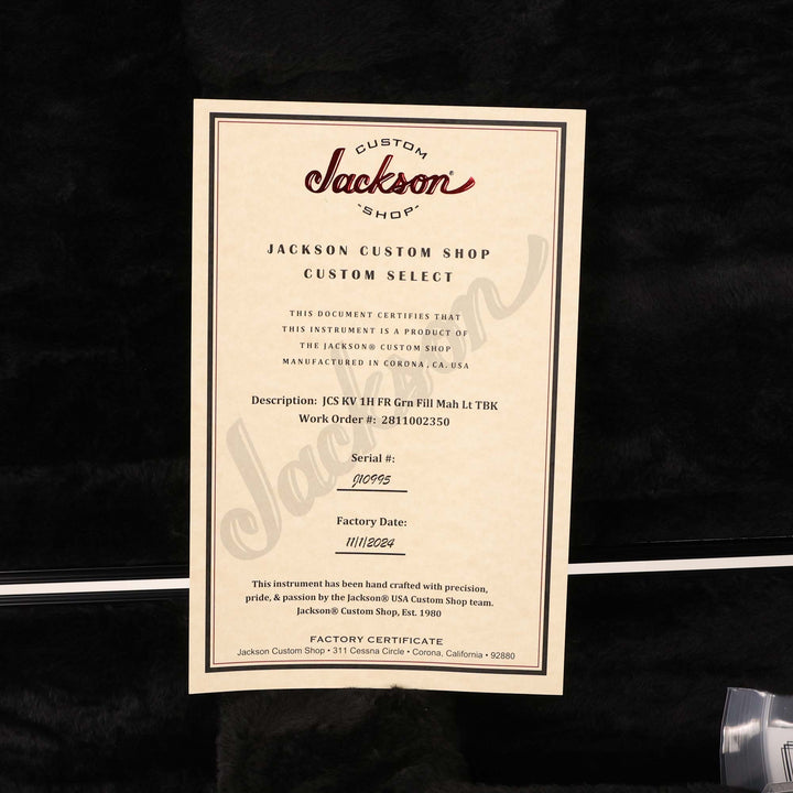 Jackson Custom Shop King V 1H Transparent Black Stain