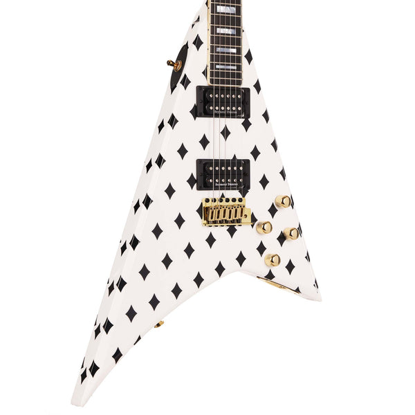 Jackson Custom Shop Randy Rhoads RR 1.5 Music Zoo Exclusive Brass Tremolo White with Black Diamonds