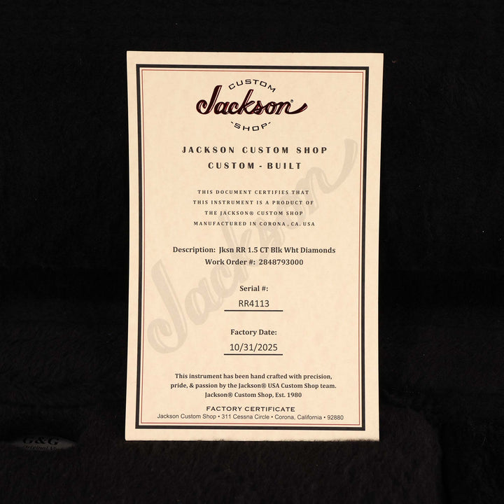 Jackson Custom Shop Randy Rhoads RR 1.5 Music Zoo Exclusive Black with White Diamonds