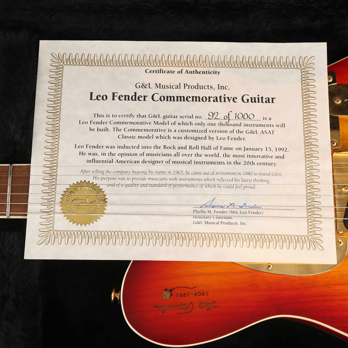 1992 G&L Leo Fender Commemorative ASAT Cherry Sunburst — 9