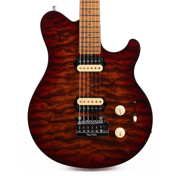 Ernie Ball Music Man Axis Super Sport Guitar Roasted Amber Quilt Top