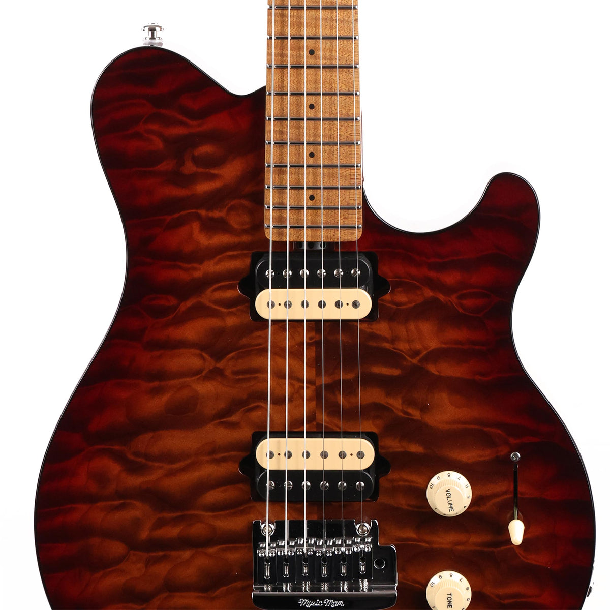 Ernie Ball Music Man Axis Super Sport Guitar Roasted Amber Quilt Top 2021 — 6