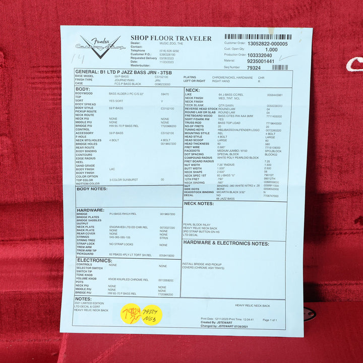 Fender Custom Shop Limited Edition Precision Jazz Bass Journeyman Relic 3-Tone Sunburst