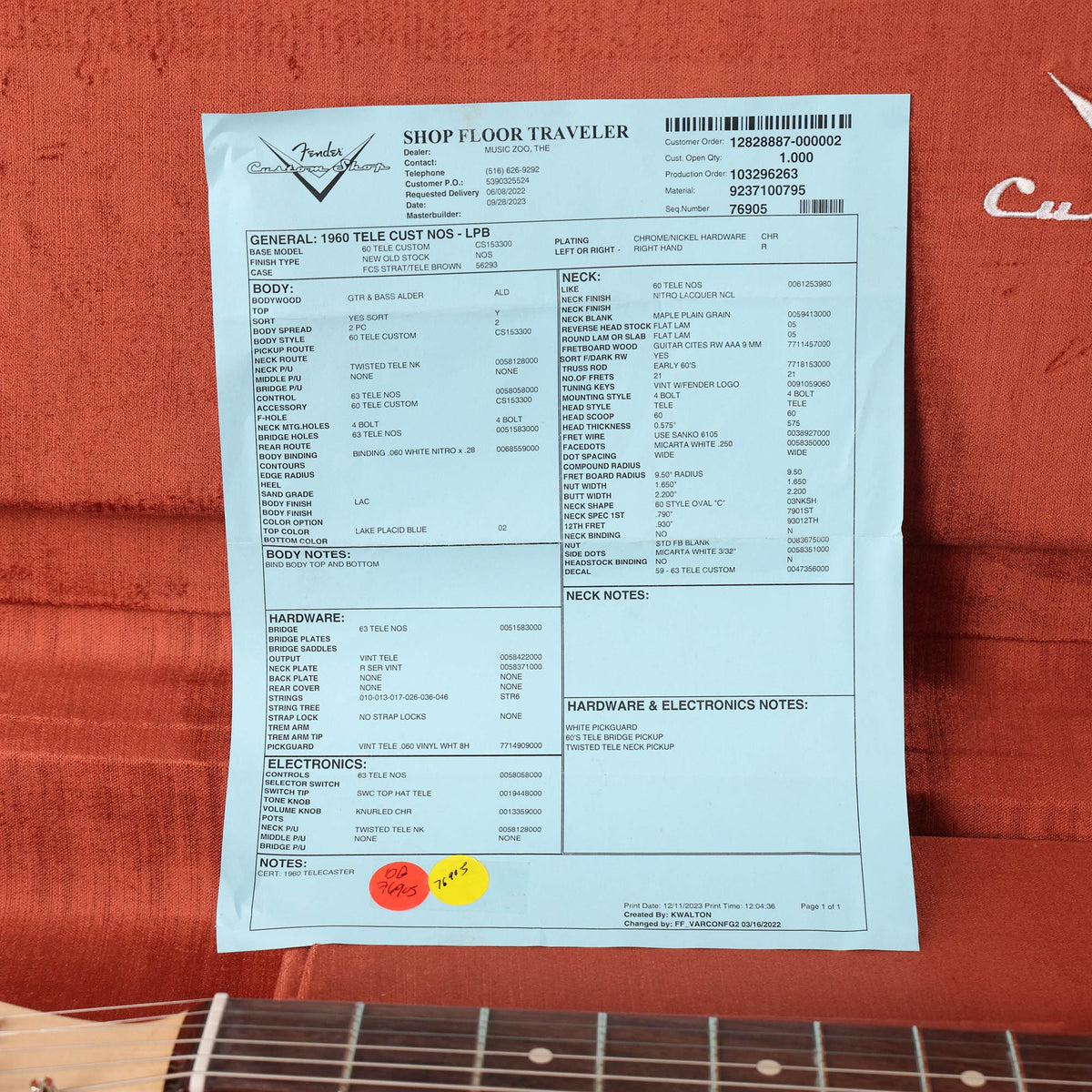 Fender Custom Shop 1960 Custom Telecaster NOS Lake Placid Blue — 8