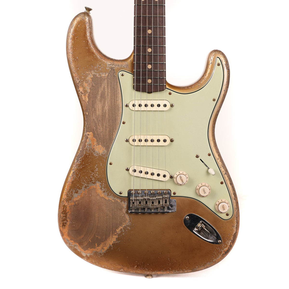 Fender Custom Shop 1963 Stratocaster Ultimate Relic Faded Shoreline Gold over Silver Masterbuilt Andy Hicks — 1