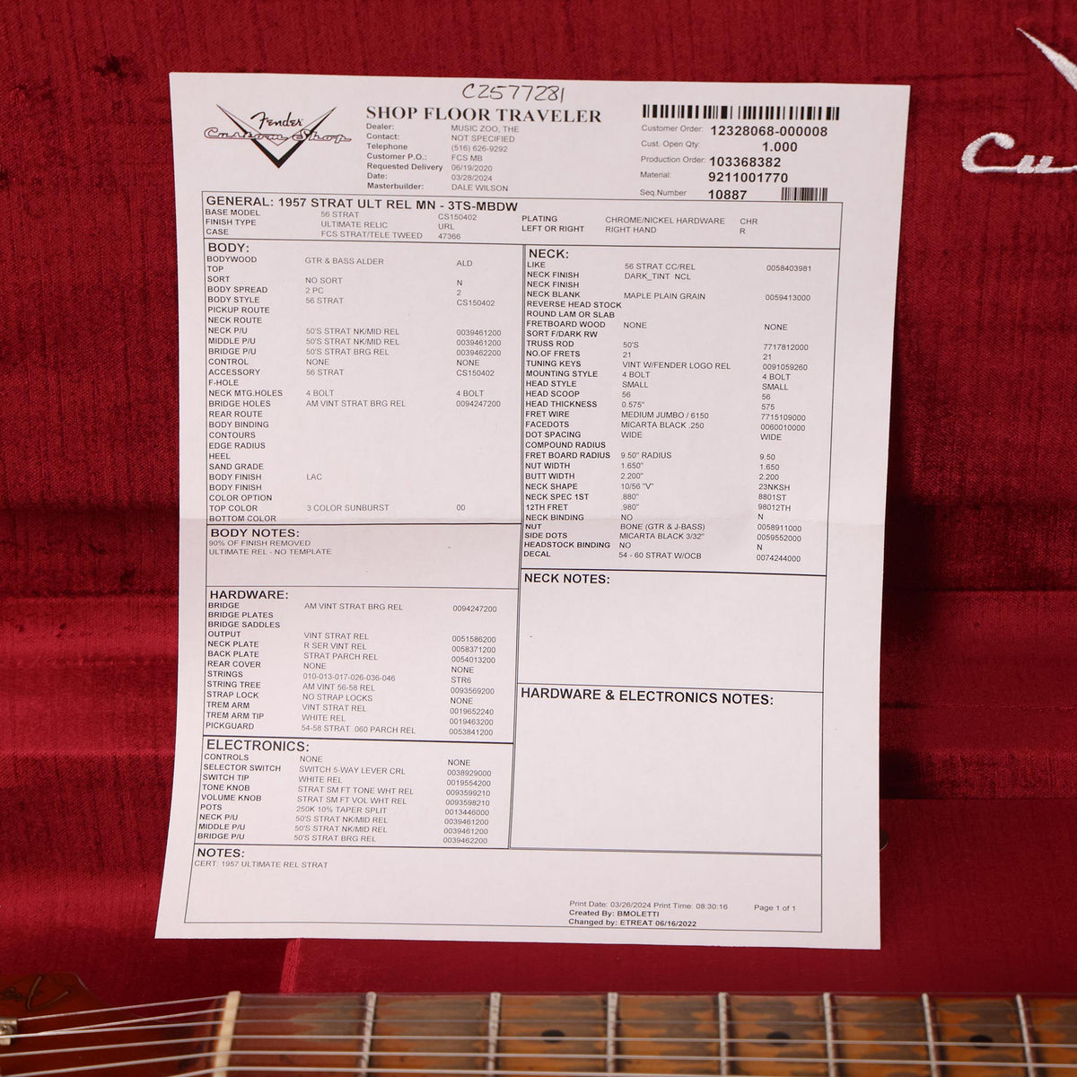 Fender Custom Shop 1957 Stratocaster Ultimate Relic Masterbuilt Dale Wilson 3-Tone Sunburst — 10