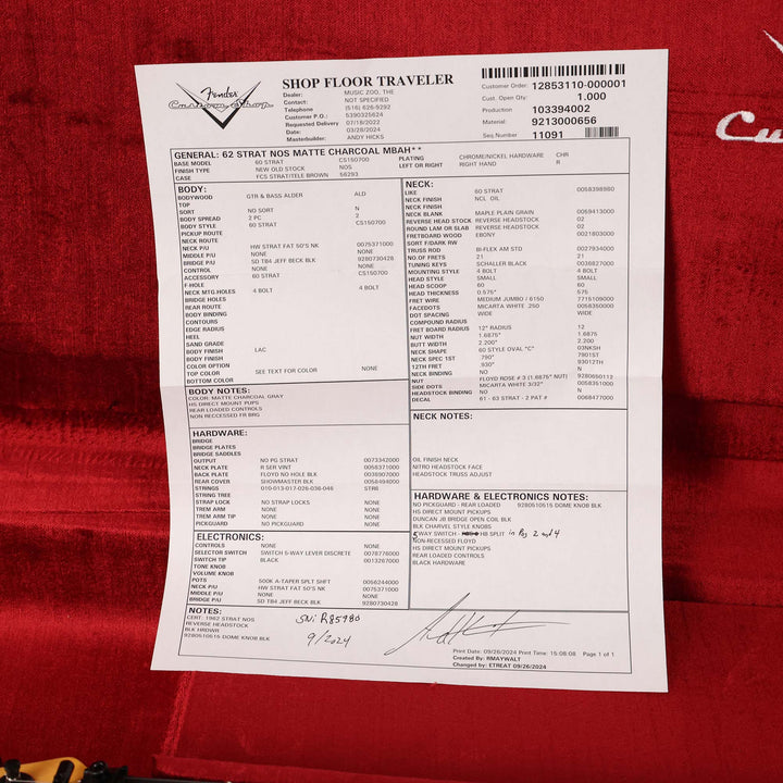 Fender Custom Shop ZF Stratocaster Masterbuilt Andy Hicks Matte Charcoal