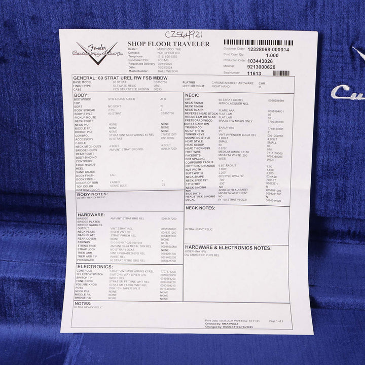 Fender Custom Shop '60 Stratocaster Ultimate Relic Masterbuilt Dale Wilson Faded Sonic Blue