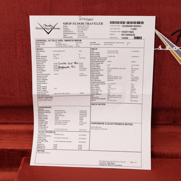 Fender Custom Shop 1952 Telecaster Ultimate Relic Masterbuilt Dale Wilson Smoked Butterscotch Blonde