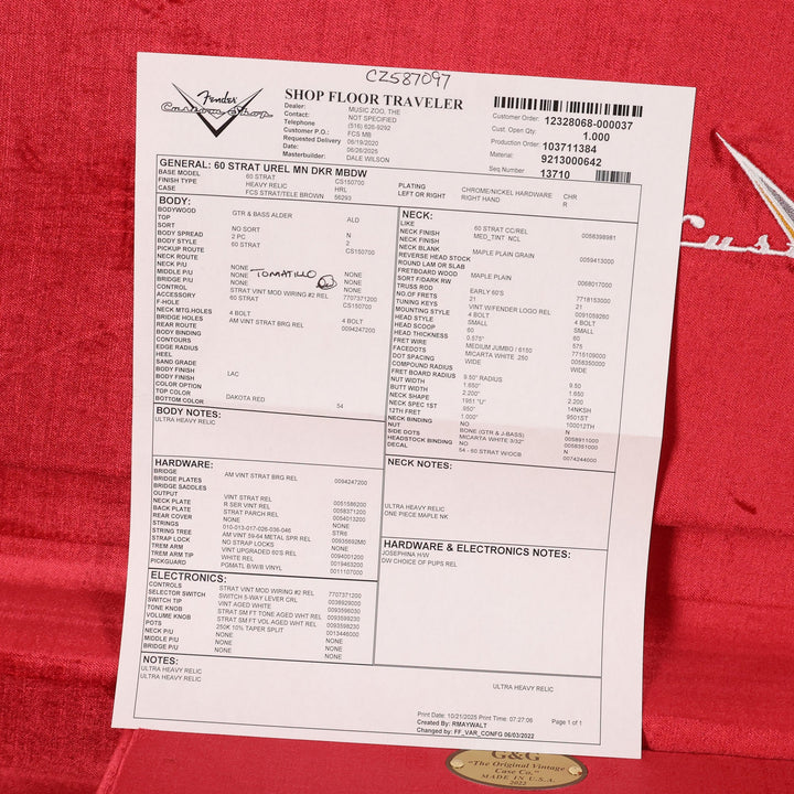 Fender Custom Shop 1960 Stratocaster Ultimate Relic Faded Dakota Red Masterbuilt Dale Wilson