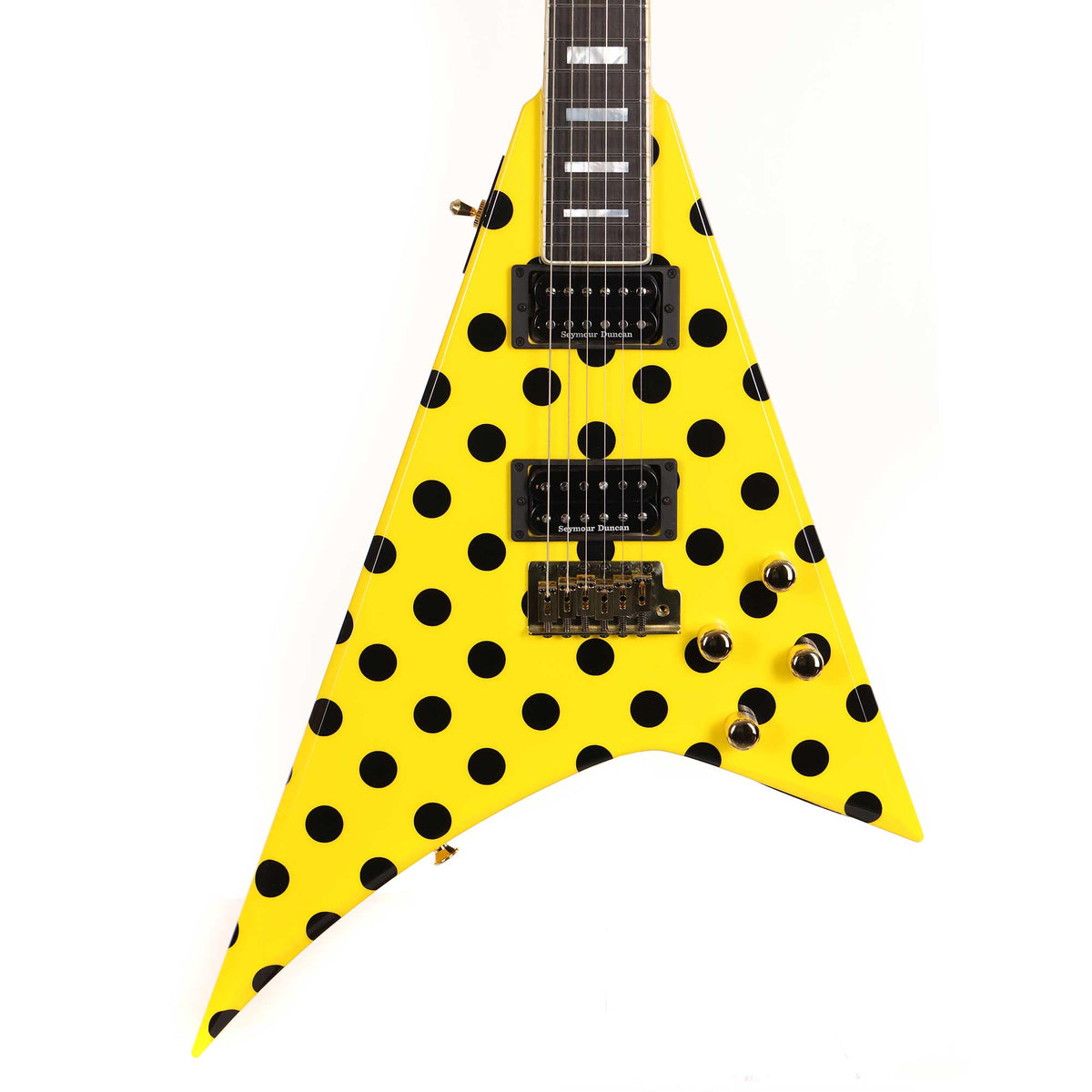 Jackson Custom Shop Randy Rhoads RR 1.5 Music Zoo Exclusive Graffiti Yellow with Black Polka Dots — 1