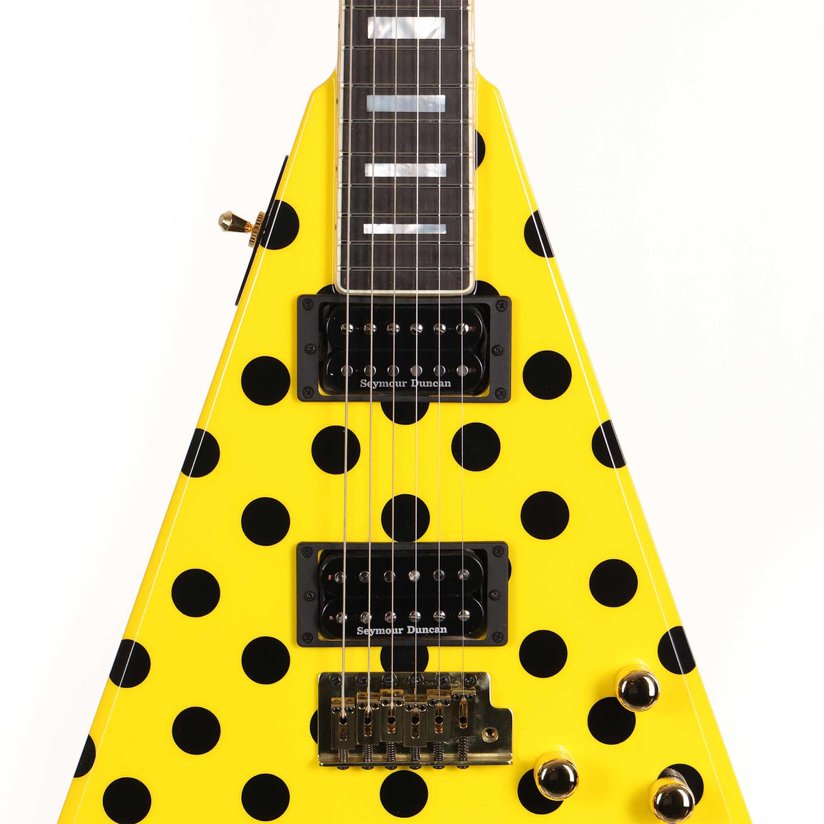 Jackson Custom Shop Randy Rhoads RR 1.5 Music Zoo Exclusive Graffiti Yellow with Black Polka Dots — 4