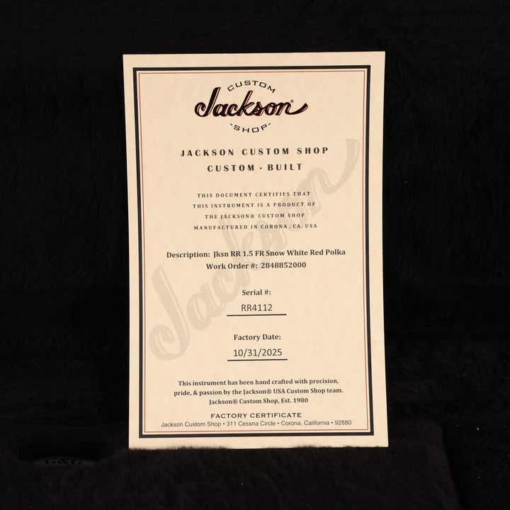 Jackson Custom Shop Randy Rhoads RR 1.5 Music Zoo Exclusive White with Red Polka Dots