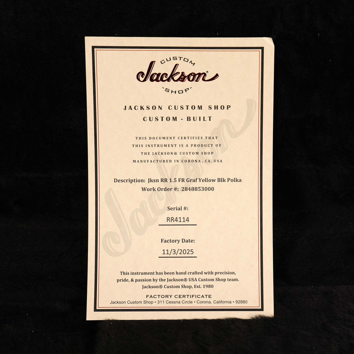 Jackson Custom Shop Randy Rhoads RR 1.5 Music Zoo Exclusive Graffiti Yellow with Black Polka Dots