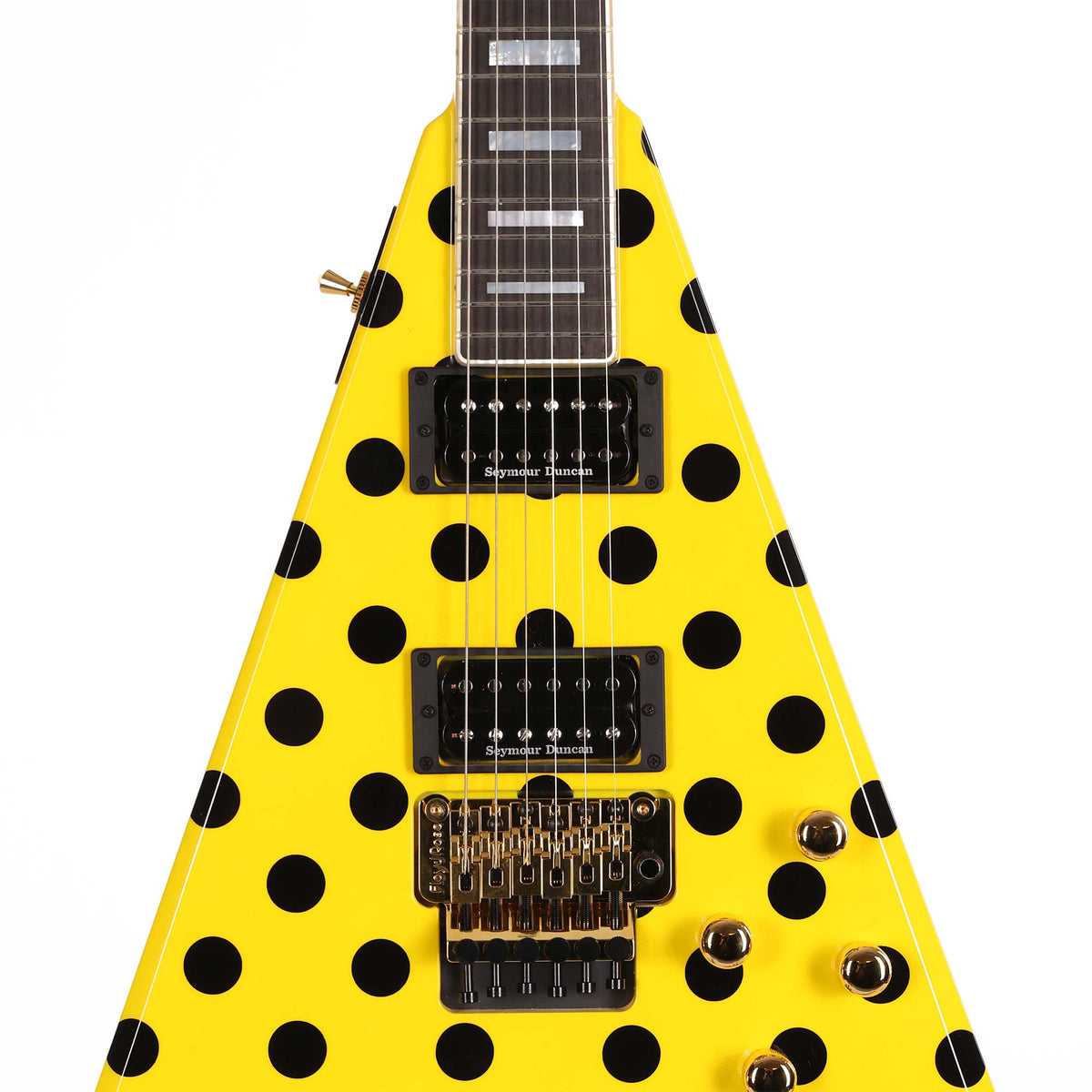 Jackson Custom Shop Randy Rhoads RR 1.5 Music Zoo Exclusive Graffiti Yellow with Black Polka Dots — 4