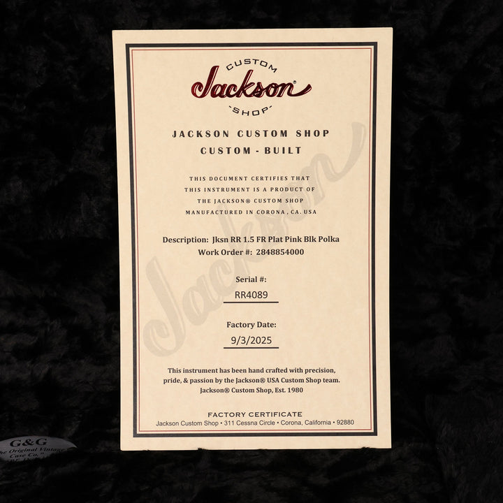 Jackson Custom Shop Randy Rhoads RR 1.5 Music Zoo Exclusive Platinum Pink with Black Polka Dots