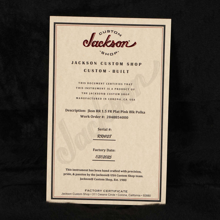 Jackson Custom Shop Randy Rhoads RR 1.5 Music Zoo Exclusive Platinum Pink with Black Polka Dots