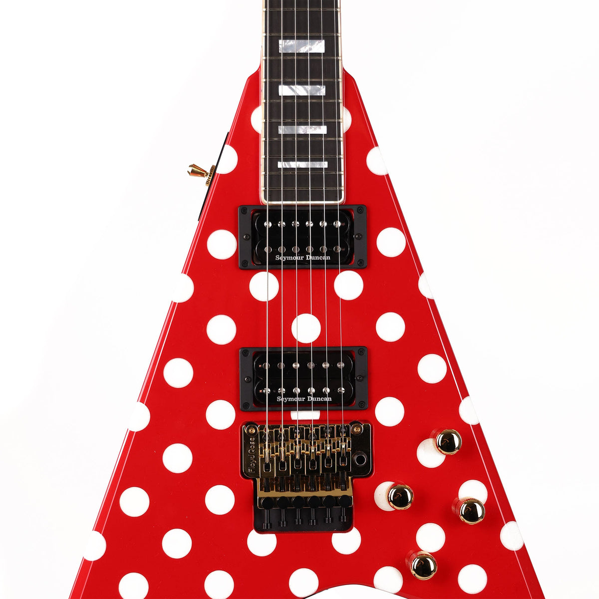 Jackson Custom Shop Randy Rhoads RR 1.5 Music Zoo Exclusive Ferrari Red with White Polka Dots — 4