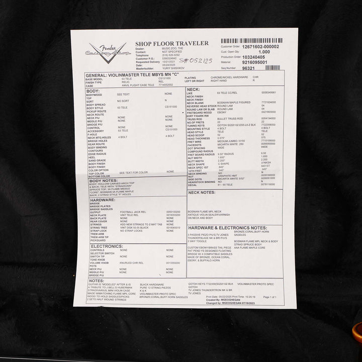 Fender Custom Shop Violinmaster Relic Masterbuilt Yuriy Shishkov