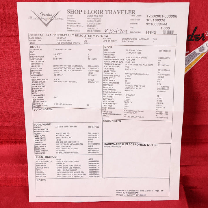 Fender Custom Shop 1960 Stratocaster Ultimate Relic Masterbuilt Greg Fessler 3-Tone Sunburst