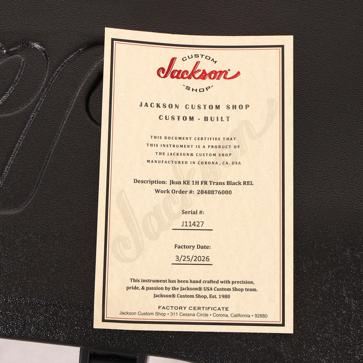 Jackson Custom Shop Kelly 1H Relic Transparent Black