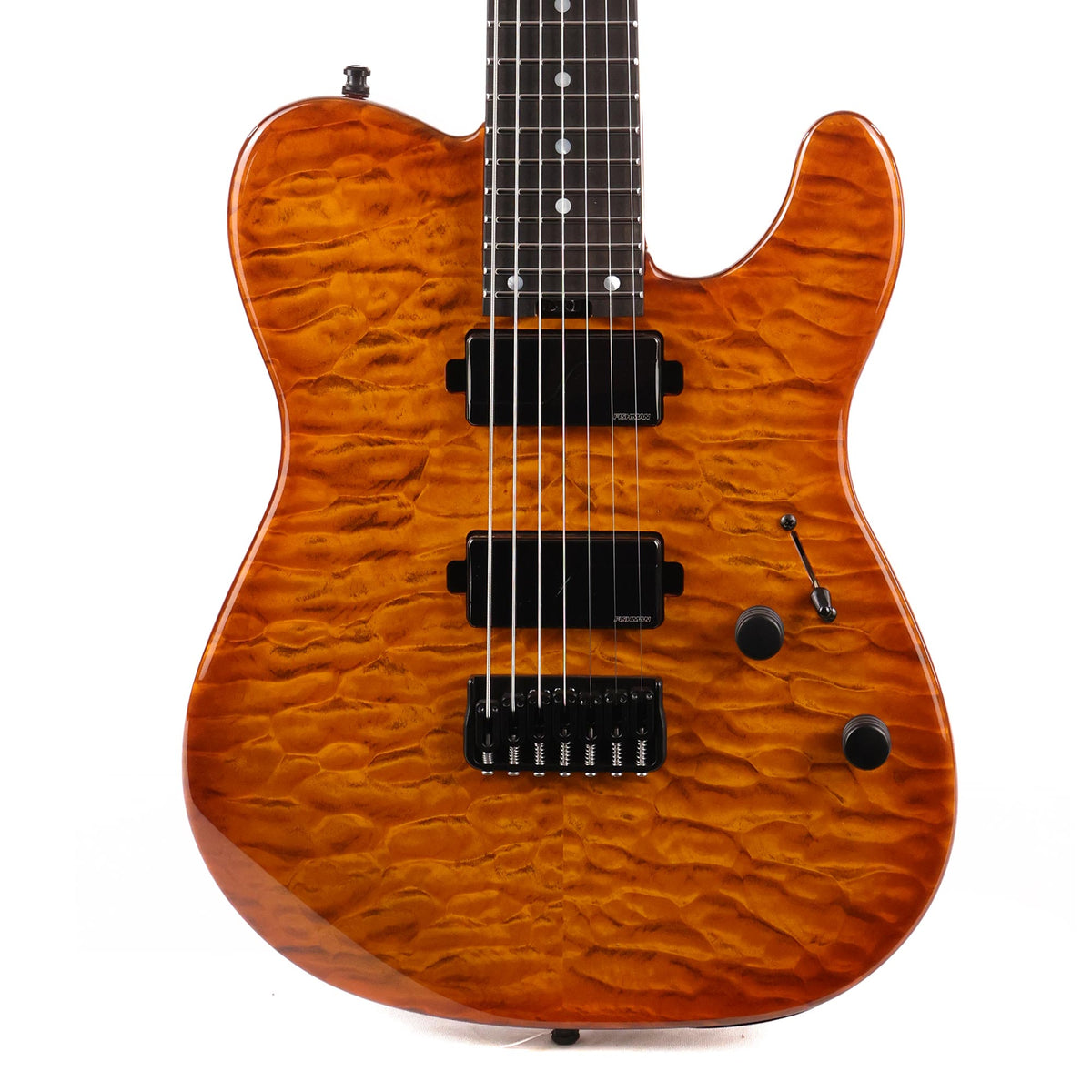 Charvel Custom Shop Style 2 7-String Masterbuilt Red Dave Quilt Maple Top Transparent Amber 2022 — 1