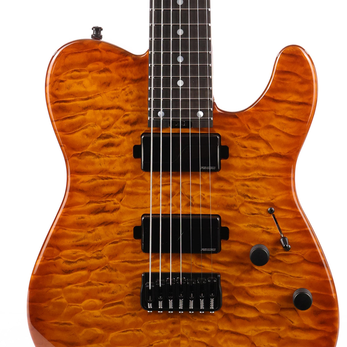 Charvel Custom Shop Style 2 7-String Masterbuilt Red Dave Quilt Maple Top Transparent Amber 2022 — 6