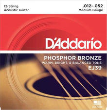 D'Addario Phosphor Bronze 12-String Acoustic Strings (Medium 12-52)