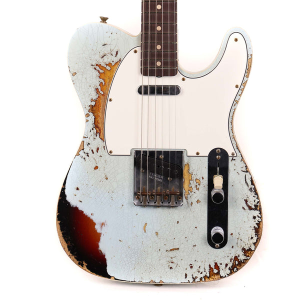 Fender Custom Shop 1959 Custom Telecaster Super Heavy Relic Faded Aged Sonic Blue over 3-Tone Sunburst